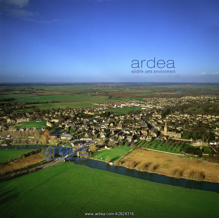 : England - Aerial view, Lechlade and River Thames : England - Aerial view, Lechlade and River Thames