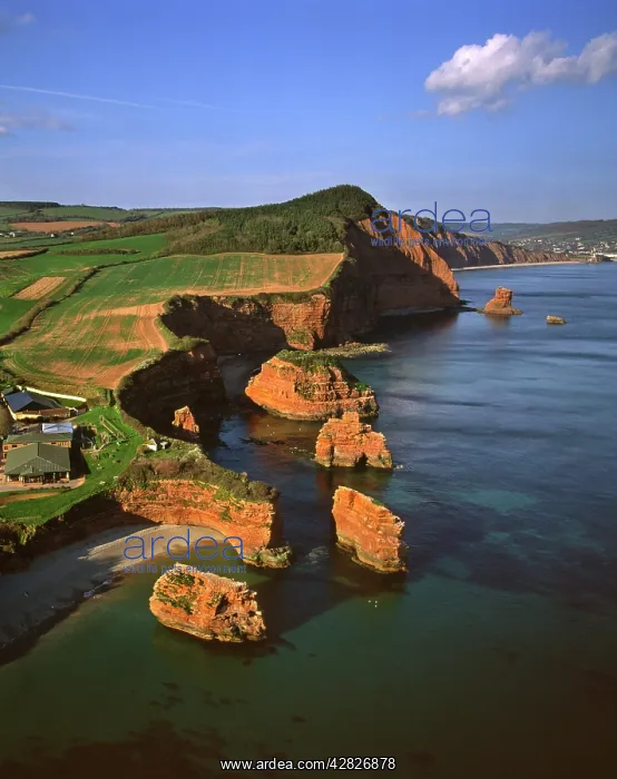 : England - Aerial view of red Permian sandstone : England - Aerial view of red Permian sandstone