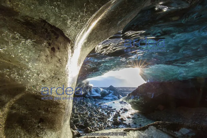 : Entrance of the glacial cave in the Breidamerkurjoekull : Entrance of the glacial cave in the Breidamerkurjoekull