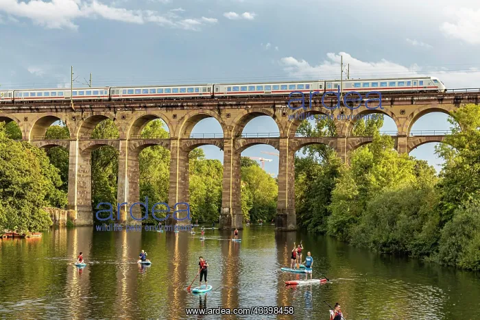 : Enz viaduct Bietigheim with InterCity IC of Deutsche : Enz viaduct Bietigheim with InterCity IC of Deutsche