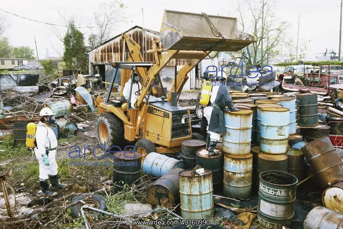 : EPA Workers Testing Waste Barrels : EPA Workers Testing Waste Barrels