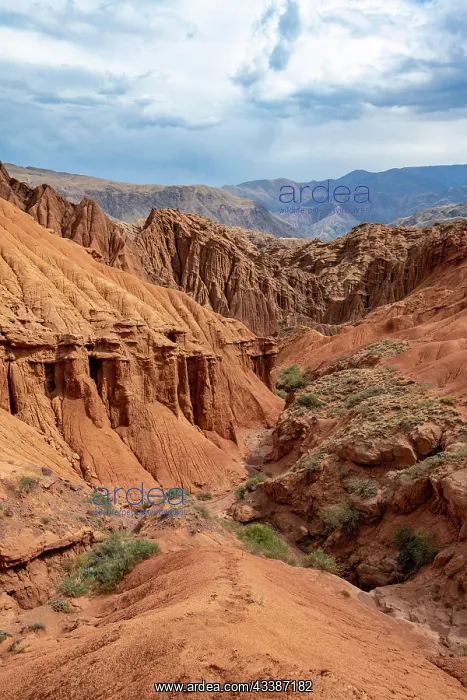 : Eroded mountain landscape with sandstone cliffs : Eroded mountain landscape with sandstone cliffs
