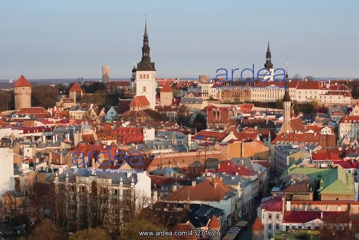 : Estonia, Tallinn, elevated view of Old Town : Estonia, Tallinn, elevated view of Old Town