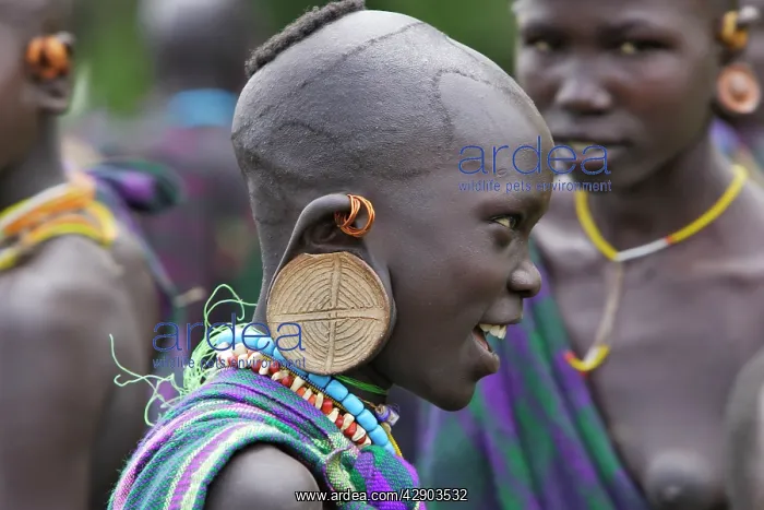 : Ethiopia - surma girl spectator during the Ceremony : Ethiopia - surma girl spectator during the Ceremony