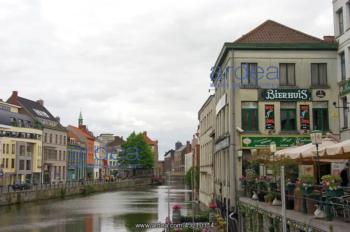 : Europe, Belgium, Ghent. Buildings along : Europe, Belgium, Ghent. Buildings along