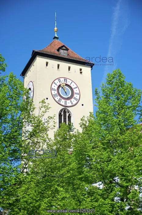  : Europe, Germany, Bavaria, Regensburg, clock