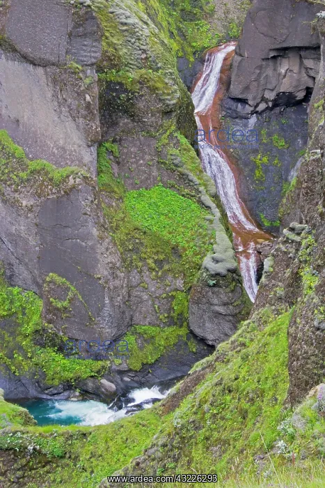 : Europe; Iceland; scenic landscape of waterfall : Europe; Iceland; scenic landscape of waterfall