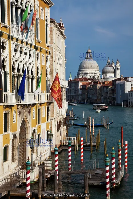 : Europe, Italy, Venice, Gondola Piers with : Europe, Italy, Venice, Gondola Piers with
