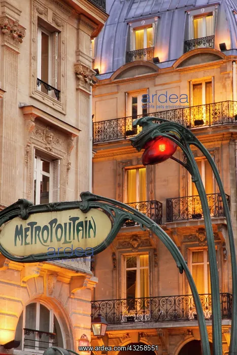 : Evening at the Metro stop Saint Michel in : Evening at the Metro stop Saint Michel in
