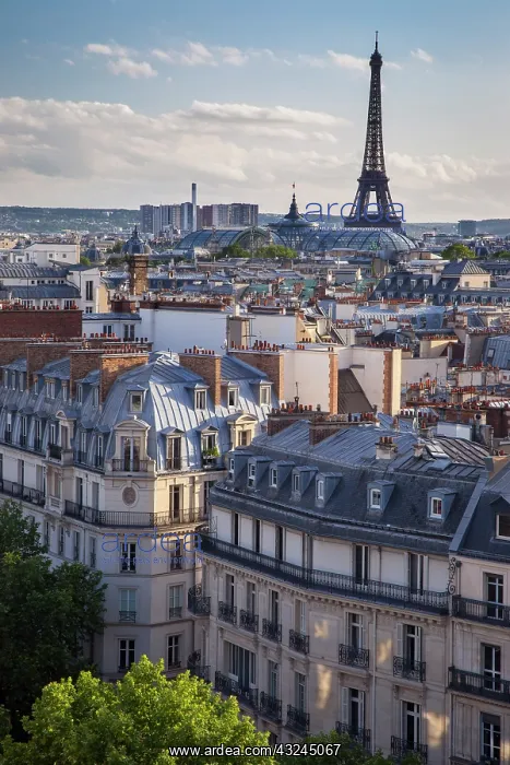 : Evening sunlight over the buildings of Paris : Evening sunlight over the buildings of Paris