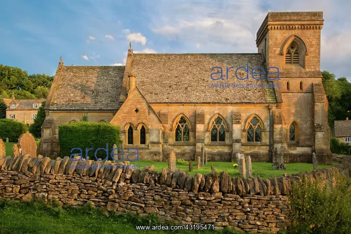 : Evening sunlight on St Barnabas Church, Snowshill : Evening sunlight on St Barnabas Church, Snowshill