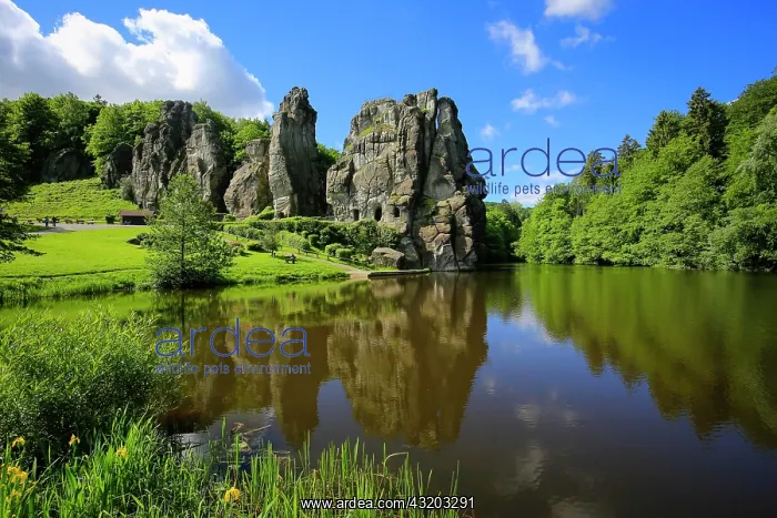 : Externsteine, sandstone rock formation in the Teutoburg : Externsteine, sandstone rock formation in the Teutoburg