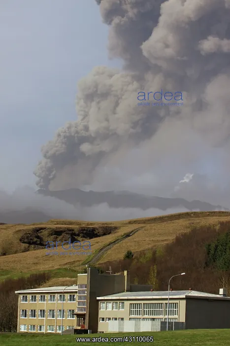 : EyjafJallajokull Volcano Ash and Buildings : EyjafJallajokull Volcano Ash and Buildings