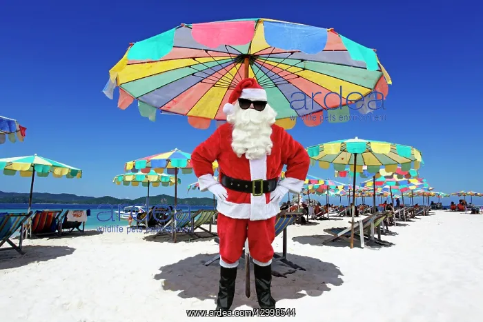 : Father Christmas / Santa Claus on beach, Khai Nai : Father Christmas / Santa Claus on beach, Khai Nai
