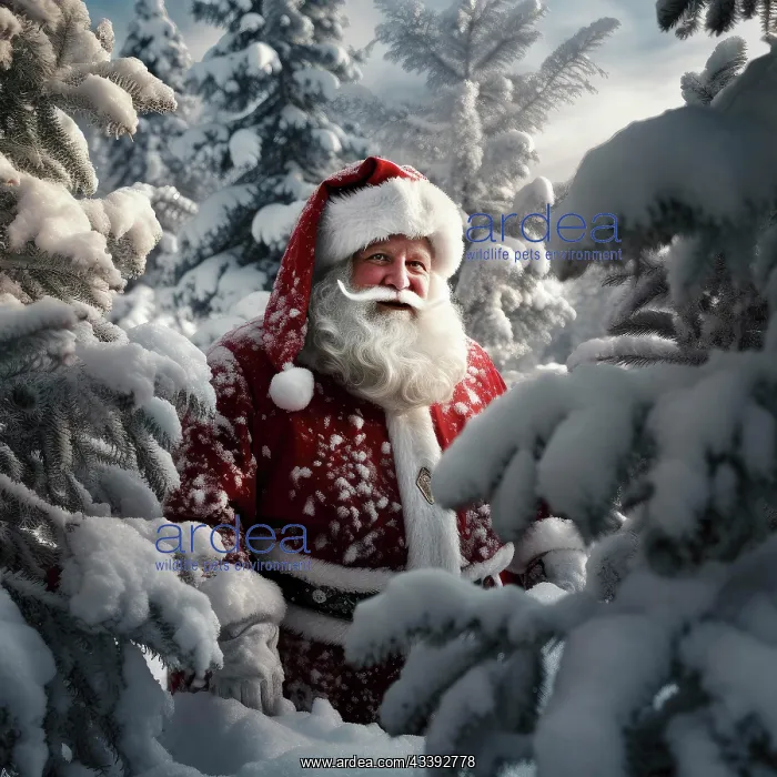 : Father Christmas in a wintry fairytale forest, there : Father Christmas in a wintry fairytale forest, there