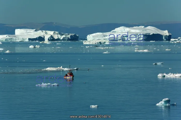 : Fishing Boat travelling between melting : Fishing Boat travelling between melting