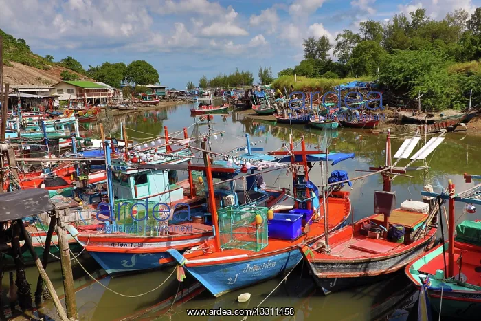 : Fishing boats on river at Khao Takiab, Hua Hin, Thailand : Fishing boats on river at Khao Takiab, Hua Hin, Thailand