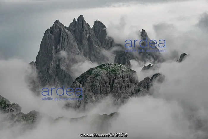 : Fissured rock needles, peaks of the Cadini di Misurina : Fissured rock needles, peaks of the Cadini di Misurina