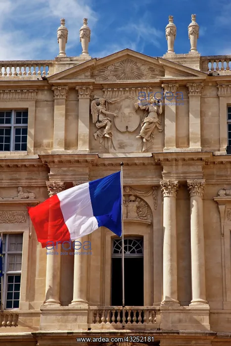 : Flag flies from the Hotel de Ville, Arles : Flag flies from the Hotel de Ville, Arles