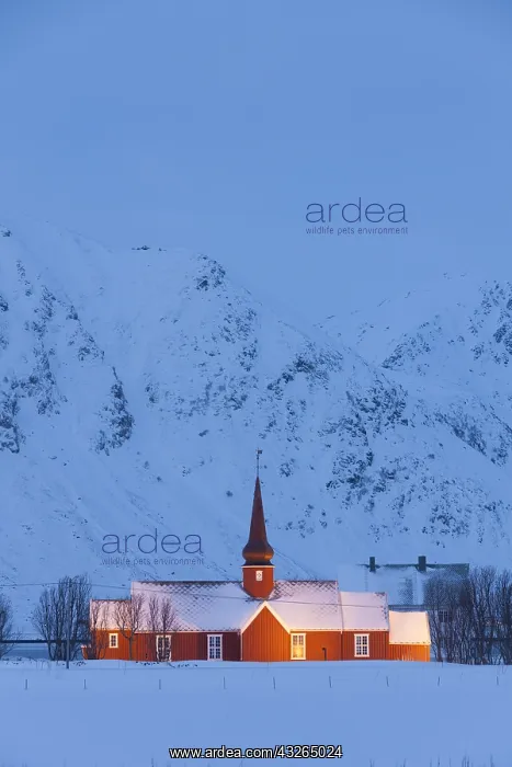  : Flakstad church in winter - Fylke Nordland - Lofoten