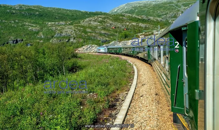 : Flams railway in the mountains, near Fureberget : Flams railway in the mountains, near Fureberget