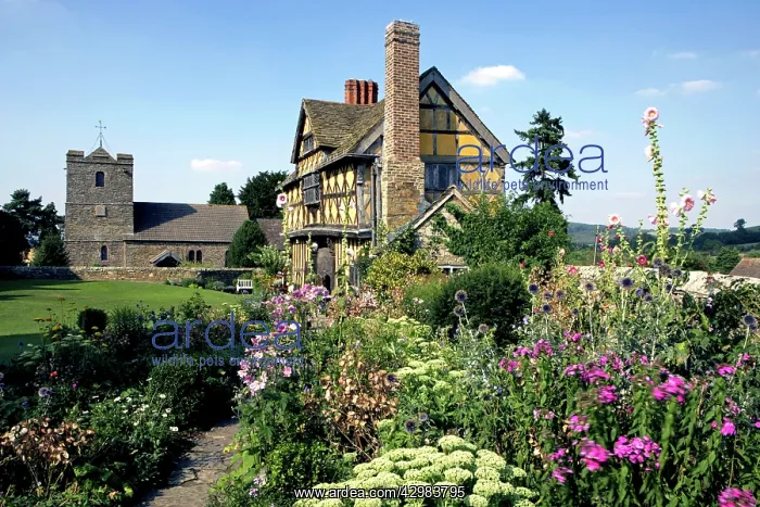 : Flower Garden - by the Gatehouse and Church : Flower Garden - by the Gatehouse and Church