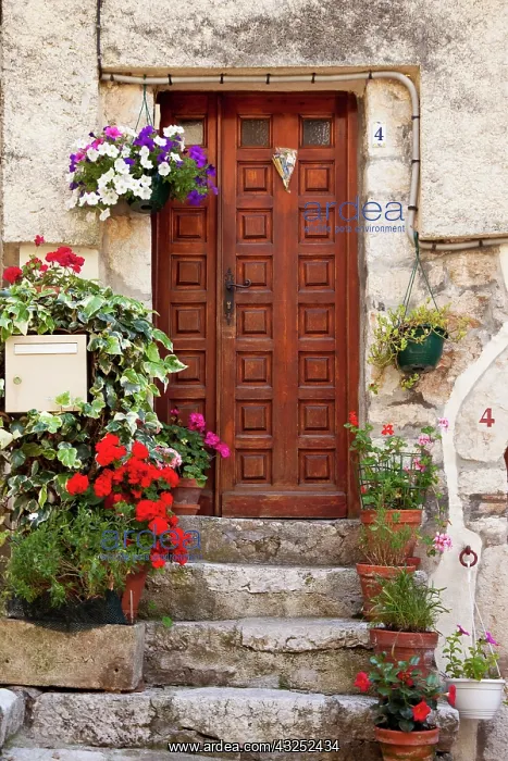 : Flowers surround the front door to home : Flowers surround the front door to home