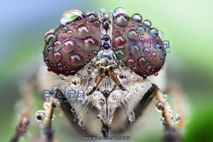 : A fly with drops of dew on its eyes Focus stacking : A fly with drops of dew on its eyes Focus stacking