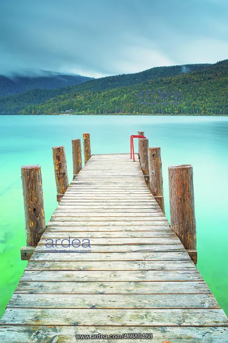 : Footbridge at Walchensee, long exposure, Bavaria : Footbridge at Walchensee, long exposure, Bavaria