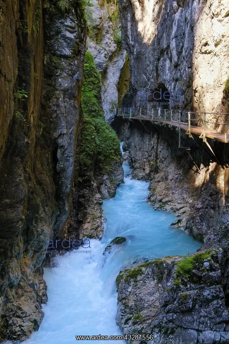 : Footbridge, waterfall path through the Leutasch : Footbridge, waterfall path through the Leutasch