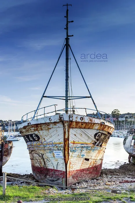 : France - 22 August 2019: vertical view of old fishing : France - 22 August 2019: vertical view of old fishing