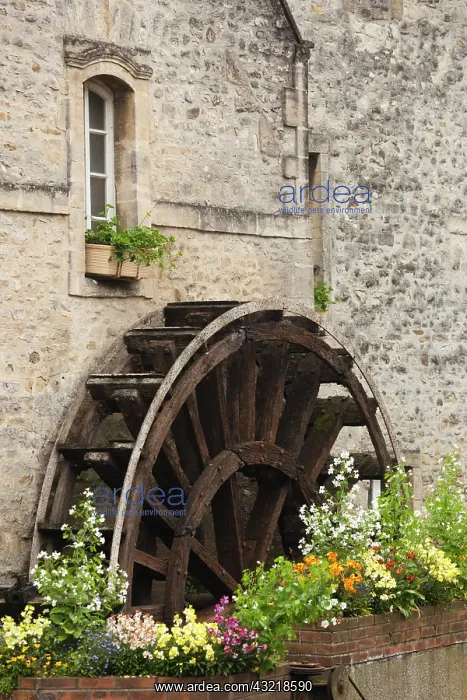 : France, Normandy, Bayeux, old water wheel : France, Normandy, Bayeux, old water wheel