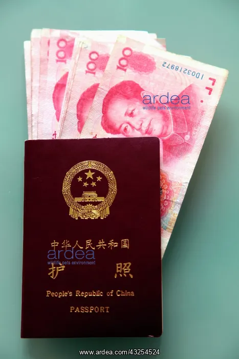 : France, Paris, A Chinese passport with some : France, Paris, A Chinese passport with some