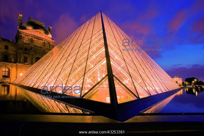 : France, Paris. The Louvre museum at twilight : France, Paris. The Louvre museum at twilight