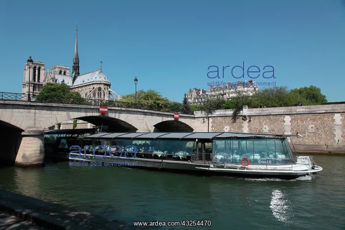 : France, Paris, Tour boat on River Seine : France, Paris, Tour boat on River Seine