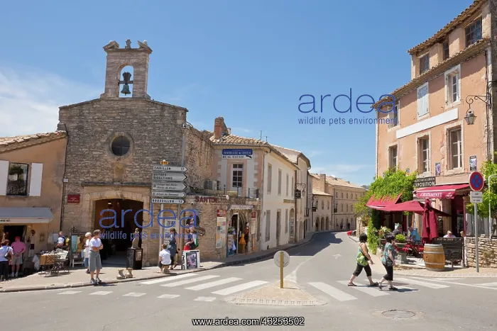 : France, Provence, Gorde. Tourists in town : France, Provence, Gorde. Tourists in town