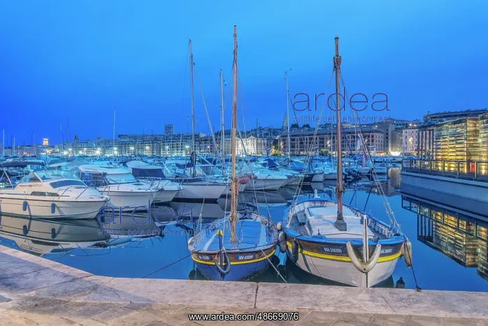 : France, Provence. Marseille. Old Port at dawn : France, Provence. Marseille. Old Port at dawn
