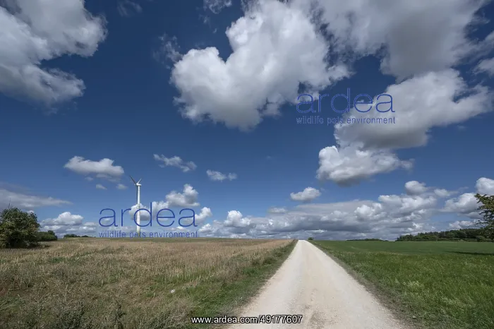  : Franconian landscape with windmill and clouds