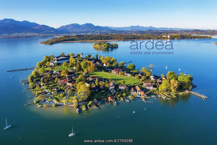 : Fraueninsel, Frauenchiemsee, behind Krautinsel and : Fraueninsel, Frauenchiemsee, behind Krautinsel and