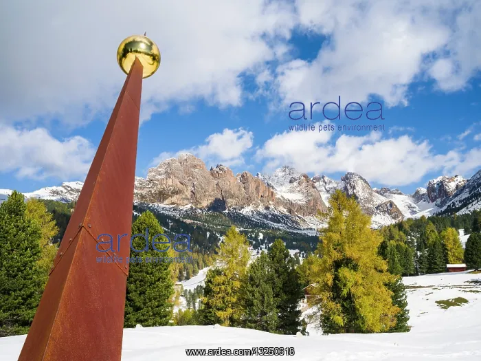 : Giant sundial. Geisler mountain range in the dolomites : Giant sundial. Geisler mountain range in the dolomites