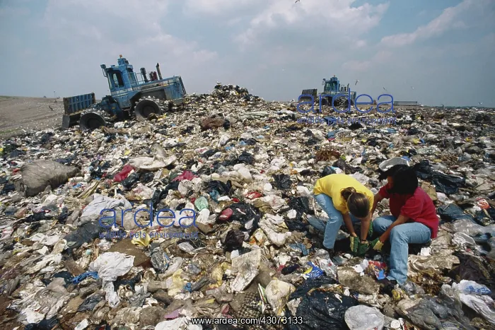 : Girls Rummaging Through Landfill : Girls Rummaging Through Landfill