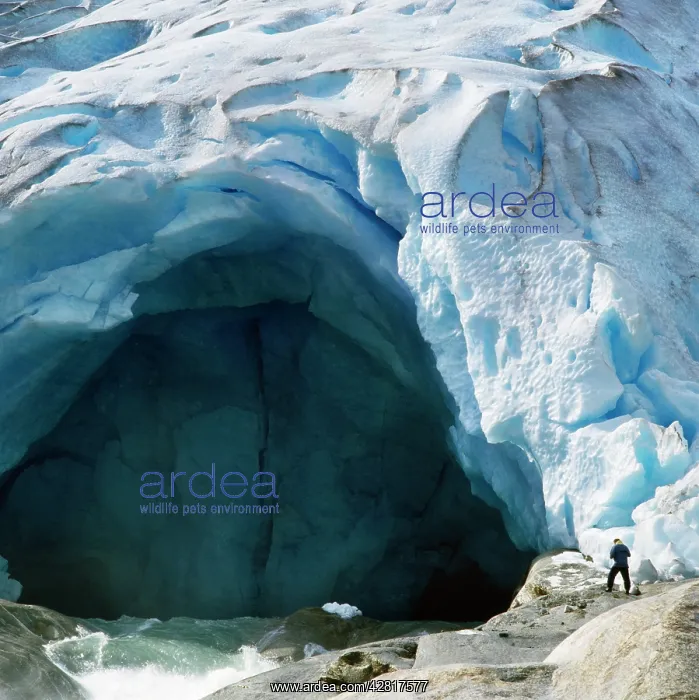 : Glacier - with man to show scale : Glacier - with man to show scale