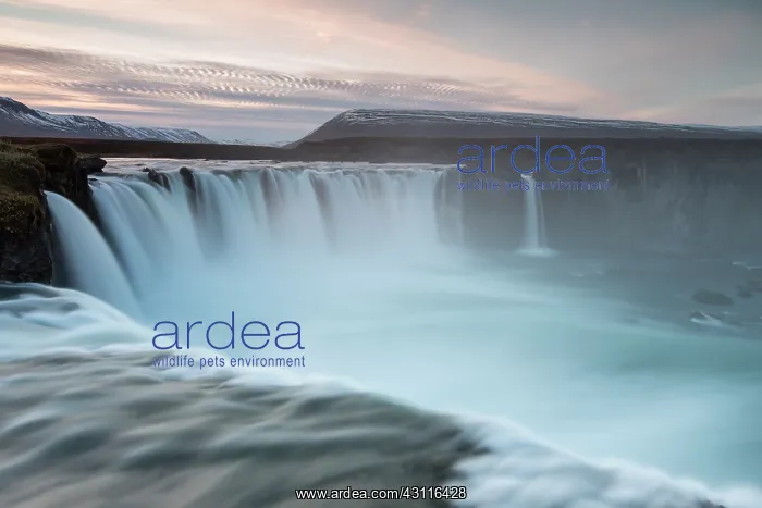 : Godafoss waterfall at sunset : Godafoss waterfall at sunset