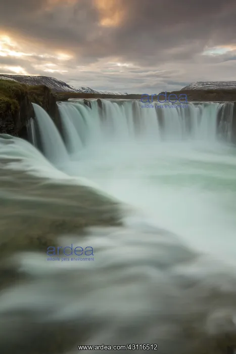 : Godafoss waterfall at sunset : Godafoss waterfall at sunset
