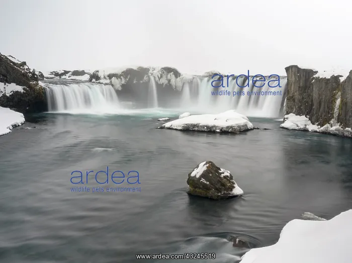 : Godafoss waterfall during winter. Europe : Godafoss waterfall during winter. Europe
