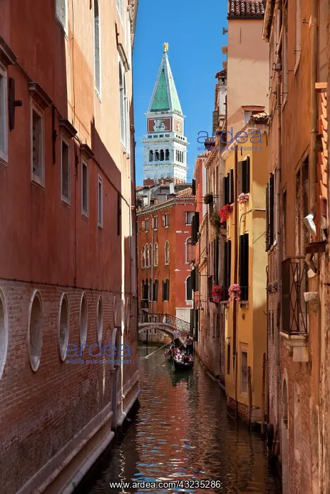 : Gondolas on canal with Piazza San Marco : Gondolas on canal with Piazza San Marco