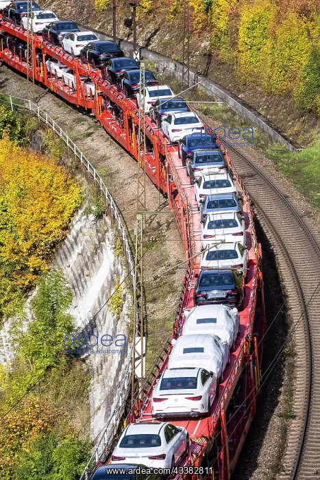 : Goods train with new Mercedes cars on the Geislinger : Goods train with new Mercedes cars on the Geislinger
