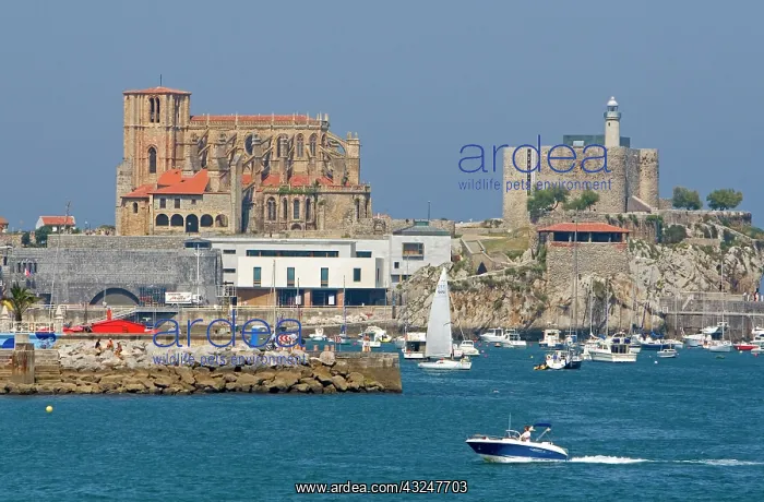 : Gothic style church of Santa Maria and castle : Gothic style church of Santa Maria and castle