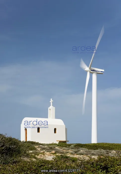: Greece, Crete. Wind turbine of Plastika : Greece, Crete. Wind turbine of Plastika