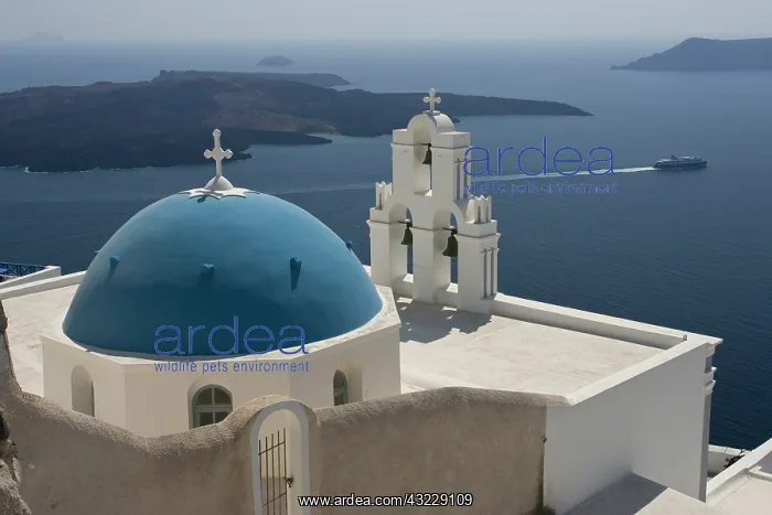 : Greece, Santorini. Greek Orthodox church : Greece, Santorini. Greek Orthodox church